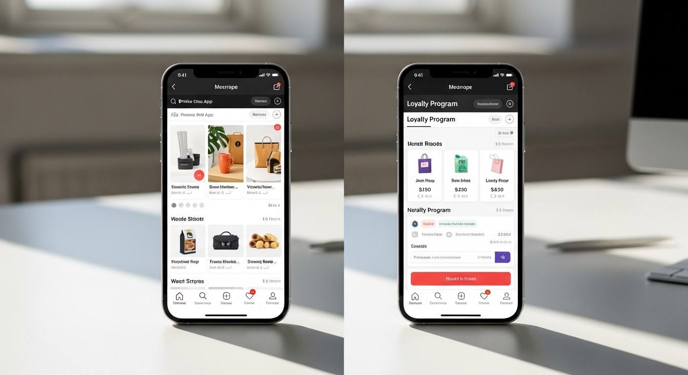 Progressive web app vs native app ecommerce comparison on mobile device