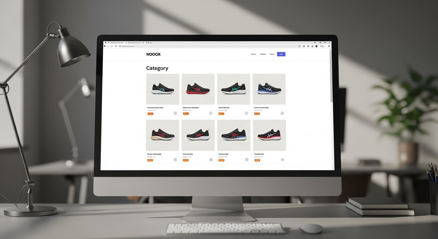 Ecommerce category page SEO optimization showing structured product grid and organic search rankings