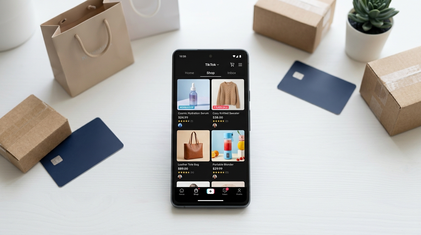 TikTok Shop Plus membership program interface showing ecommerce shopping on mobile