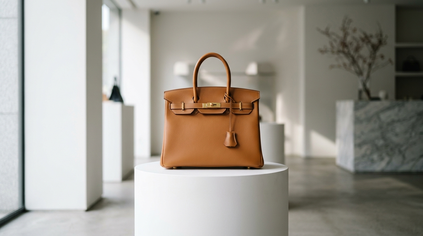 Ecommerce brand positioning strategy — premium product displayed on a minimalist retail pedestal with studio lighting