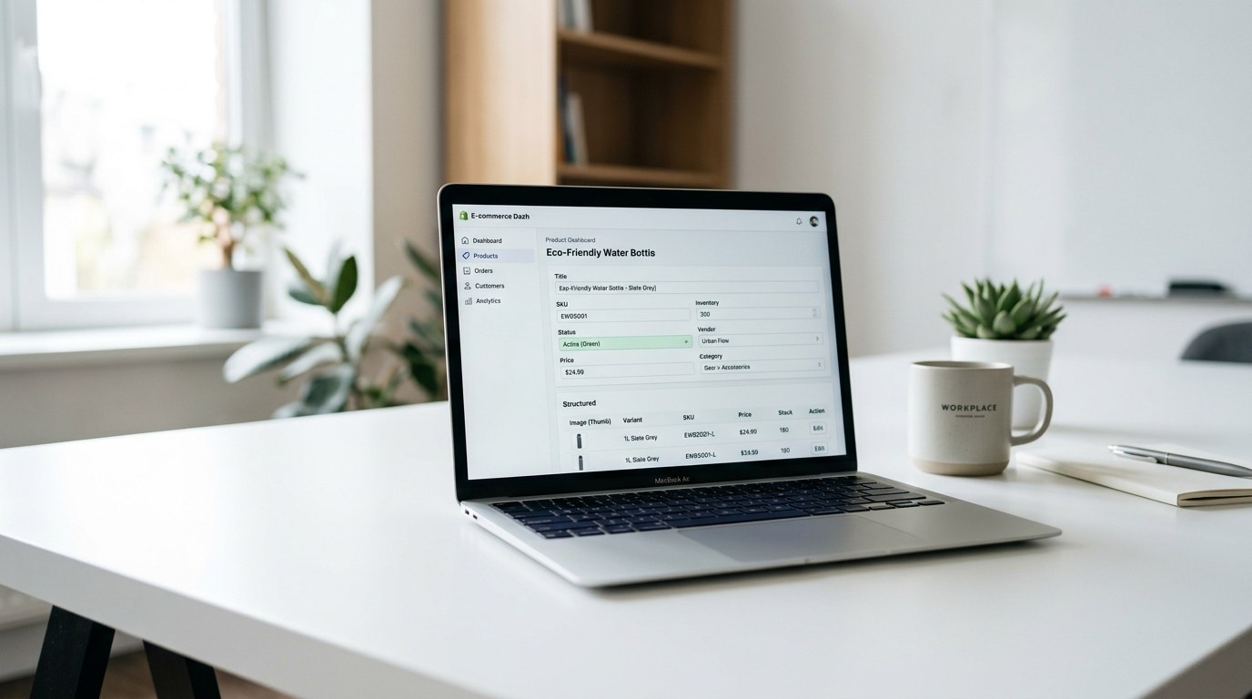 Shopify metafields guide showing product data and SEO structured data setup in admin