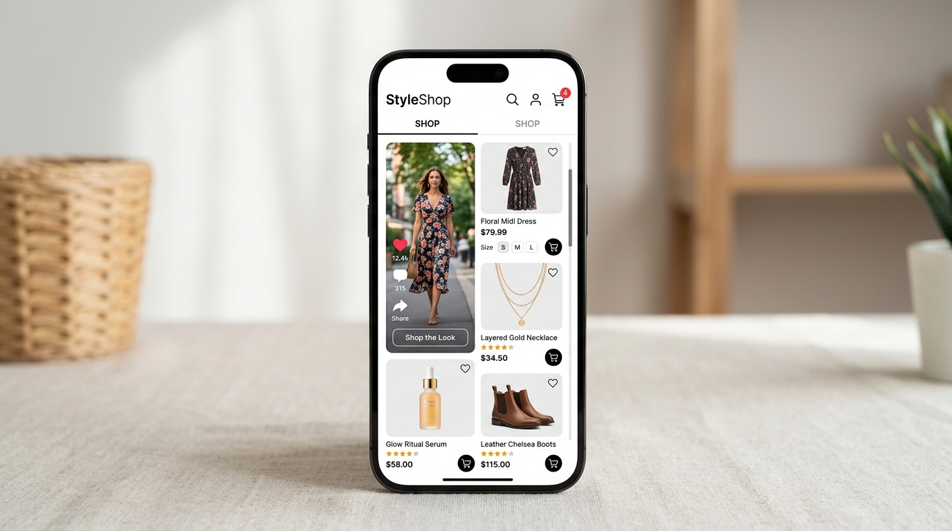 Ecommerce brand products displayed across social commerce platforms on mobile devices in 2026