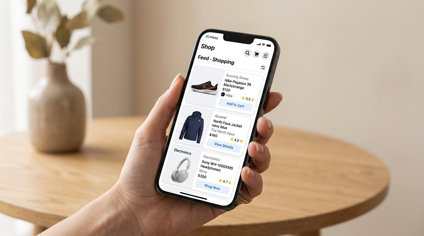 Meta product browsing ads ecommerce dashboard showing product recommendations